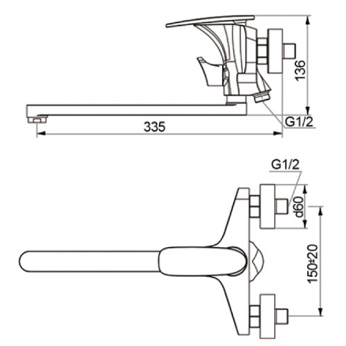 Ծորակ լոգարանի Dunis R1203 однорычажный