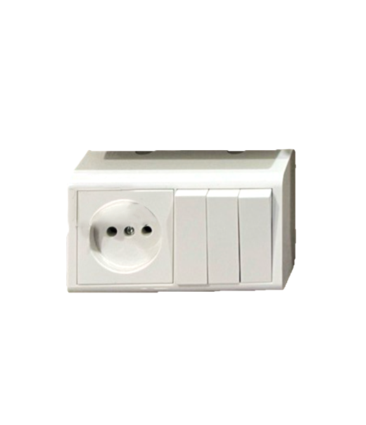 Վարդակ+3տ. անջատիչ պատի վրայի OVIVO 